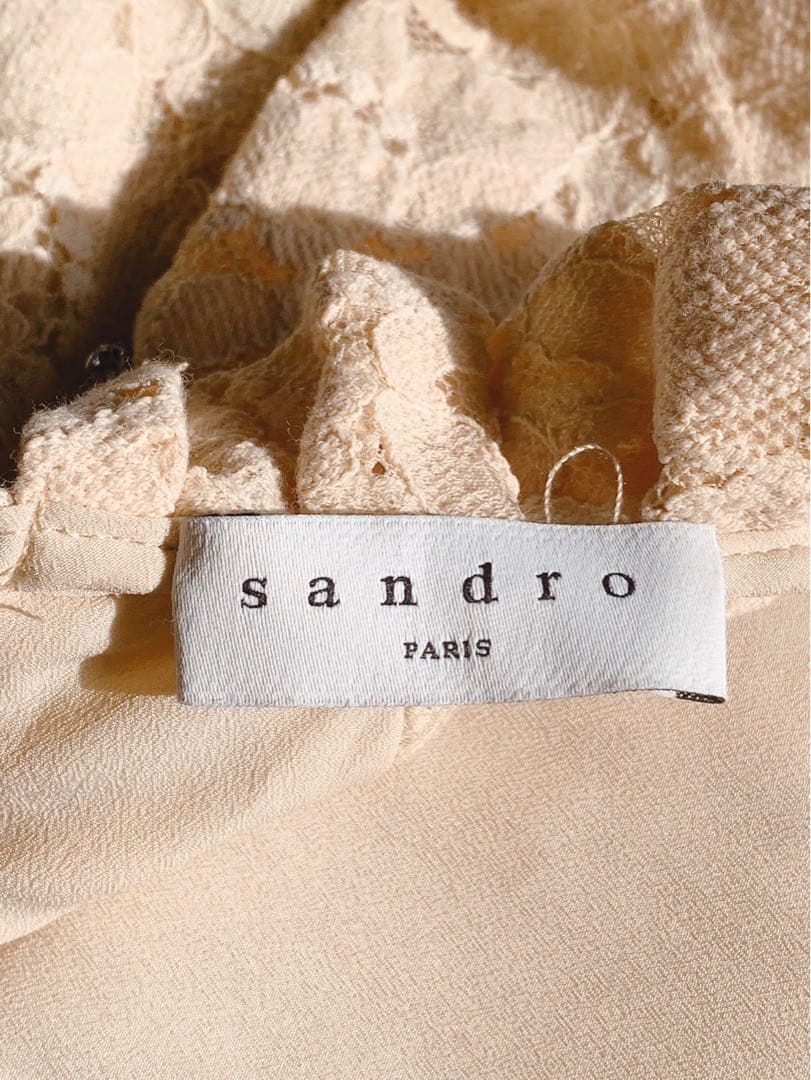 【極美品】SANDRO ピンクベージュレースワンピース1104