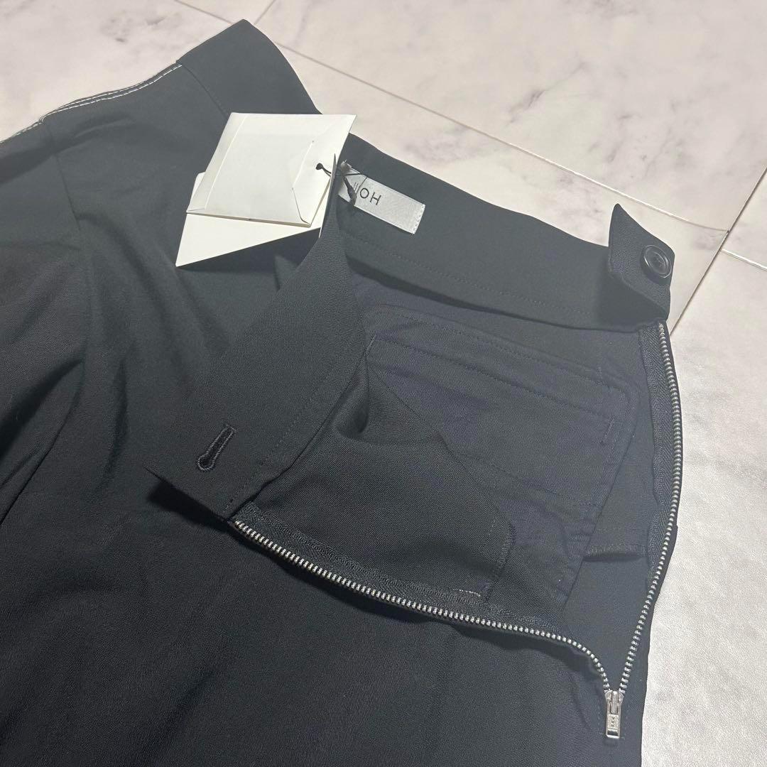 未使用タグ付✨ウジョー アシンメトリーヘムスカート ステッチ フリル 黒