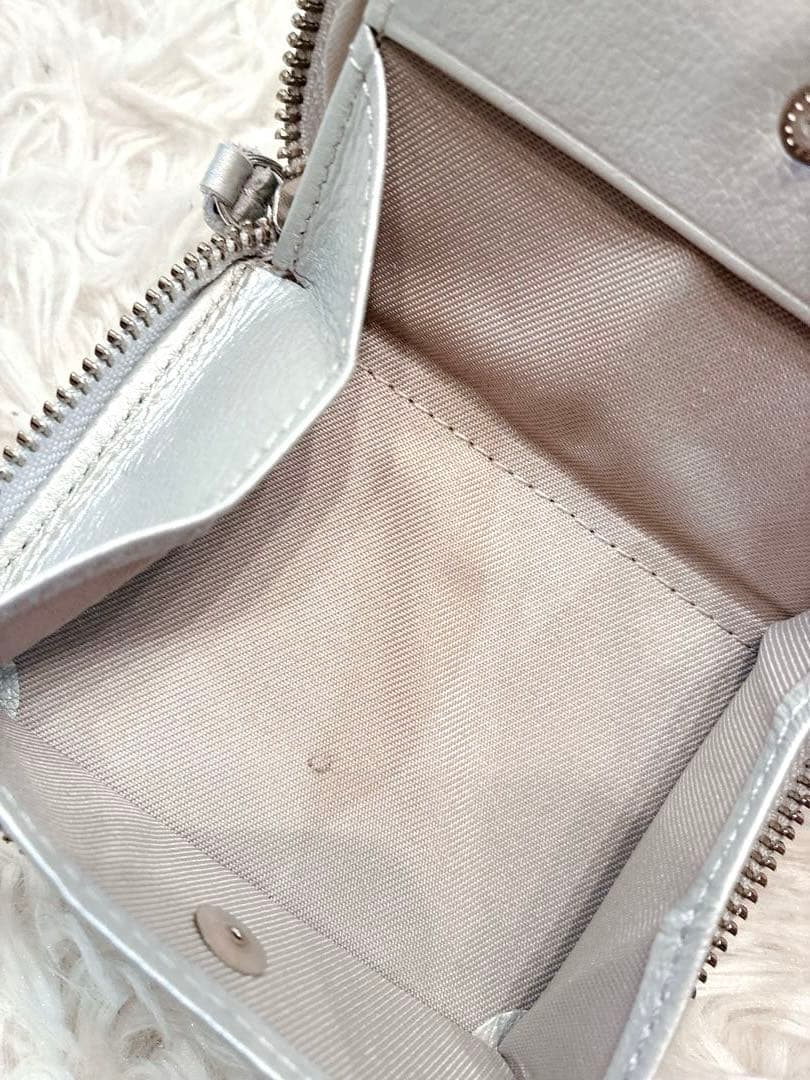 【美品】perche ear別注ドット柄　ミニ　ジャバラ折り財布　黒