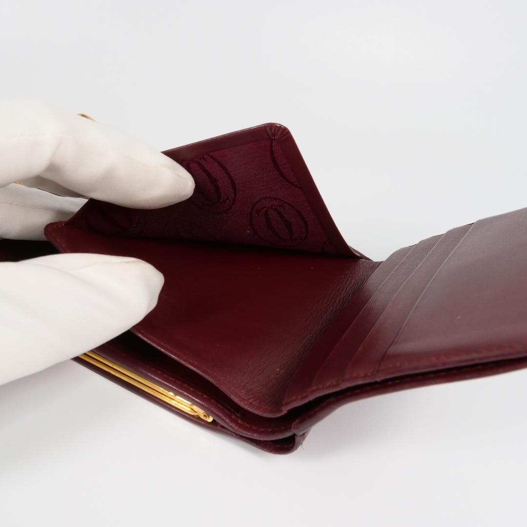 良品✨カルティエ Cartier マストライン 二つ折り財布 がま口 ボルドー