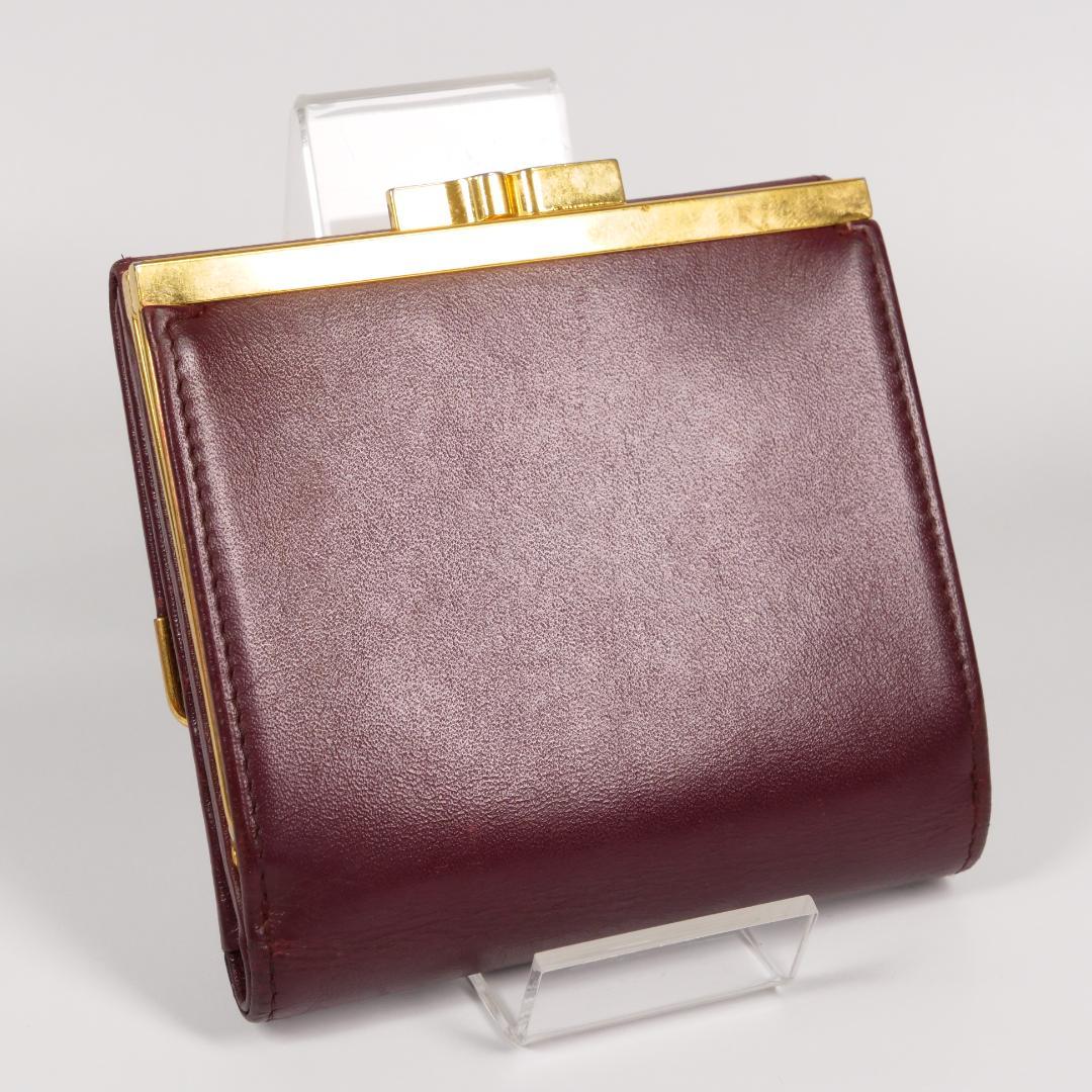 良品✨カルティエ Cartier マストライン 二つ折り財布 がま口 ボルドー