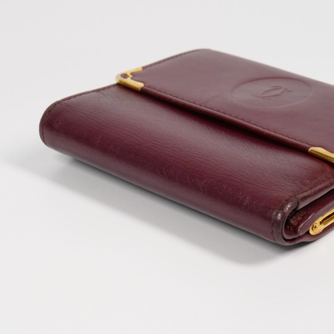 良品✨カルティエ Cartier マストライン 二つ折り財布 がま口 ボルドー