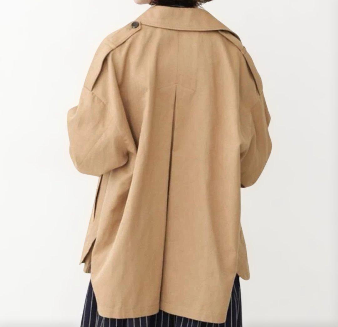 【Spick&Span】極美品コットンリネンツイルオーバーミドル丈コートキャメル