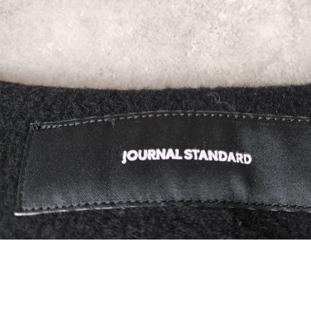 JOURNAL STANDARD ノーカラー ウールロングコート 黒 Aライン
