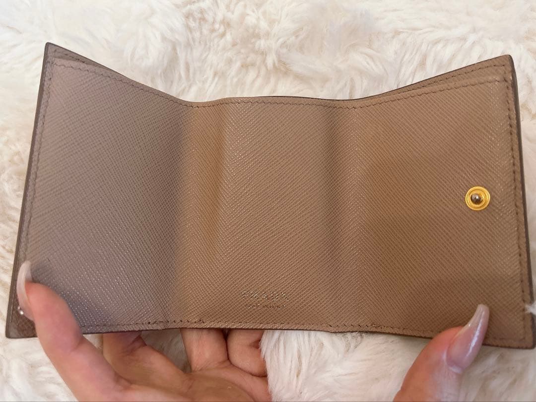 【専用出品】PRADA サフィアーノ　三つ折り　ミニ財布　ピンクベージュ