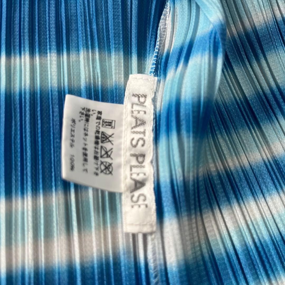PLEATS PLEASE 青と白のストライプ トップスサイズ4