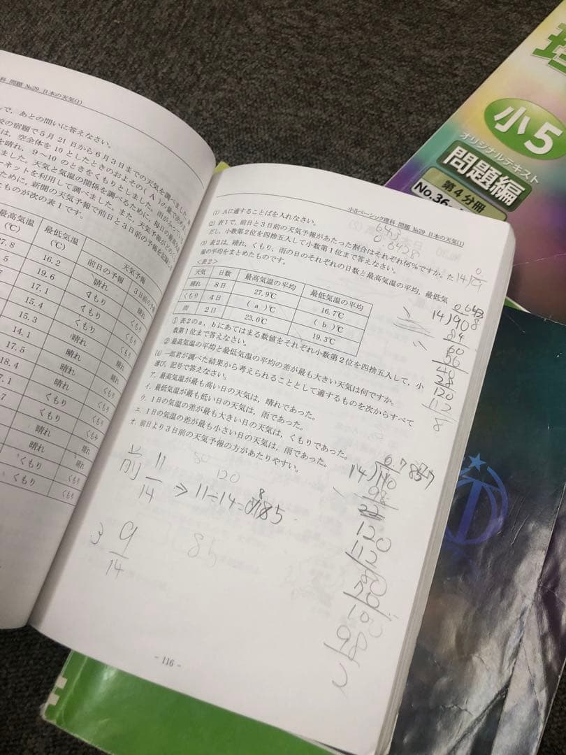 希学園　小5　理科　オリジナルテキスト　第１分冊～第４分冊　2021年度　中古