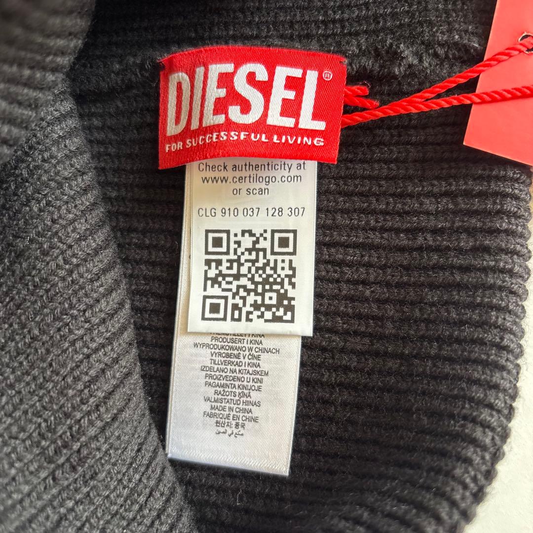 DIESEL ウールコットン ニット キャップロゴ ビーニー