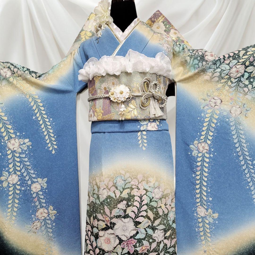 振袖フルセット(8点)名門！翠山工房 落款入り・辻ヶ花・辻が花・絞り・やまと御誂