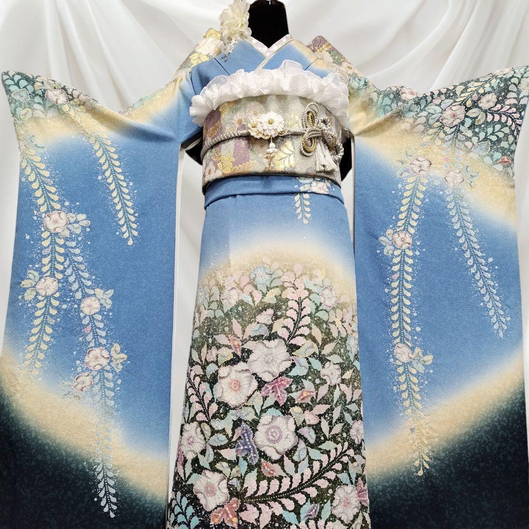 振袖フルセット(8点)名門！翠山工房 落款入り・辻ヶ花・辻が花・絞り・やまと御誂