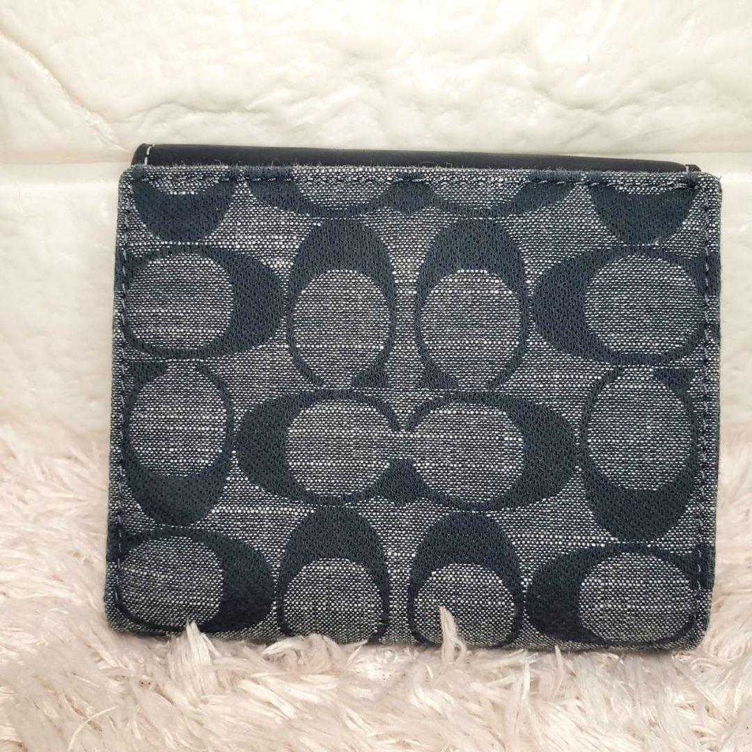 極美品 COACH コーチ シグネチャーデニムベルトデザイン折り財布