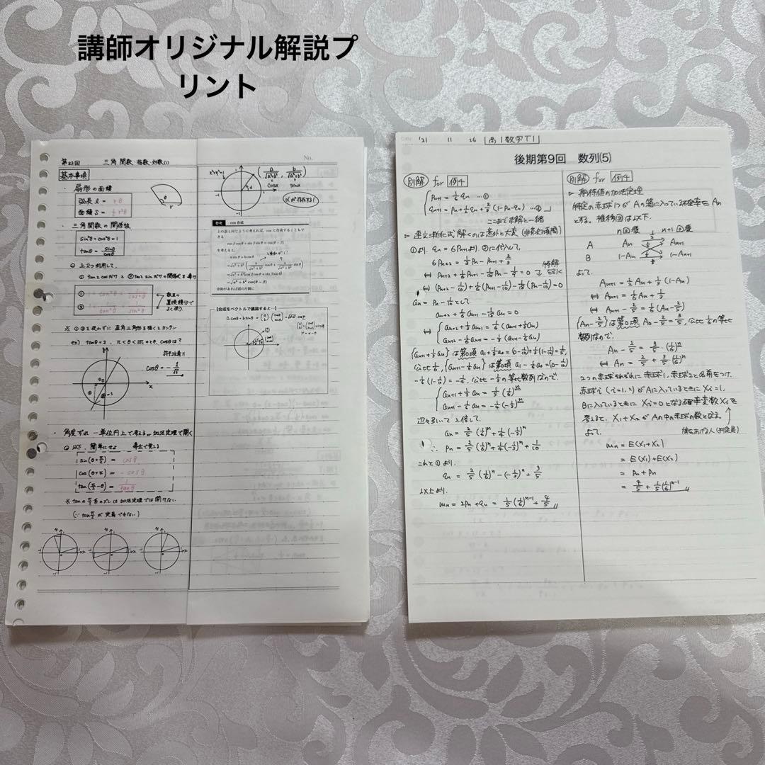 鉄緑会高1数学フルセット　板書ノート・全プリント・講師オリジナル解説・付録教材