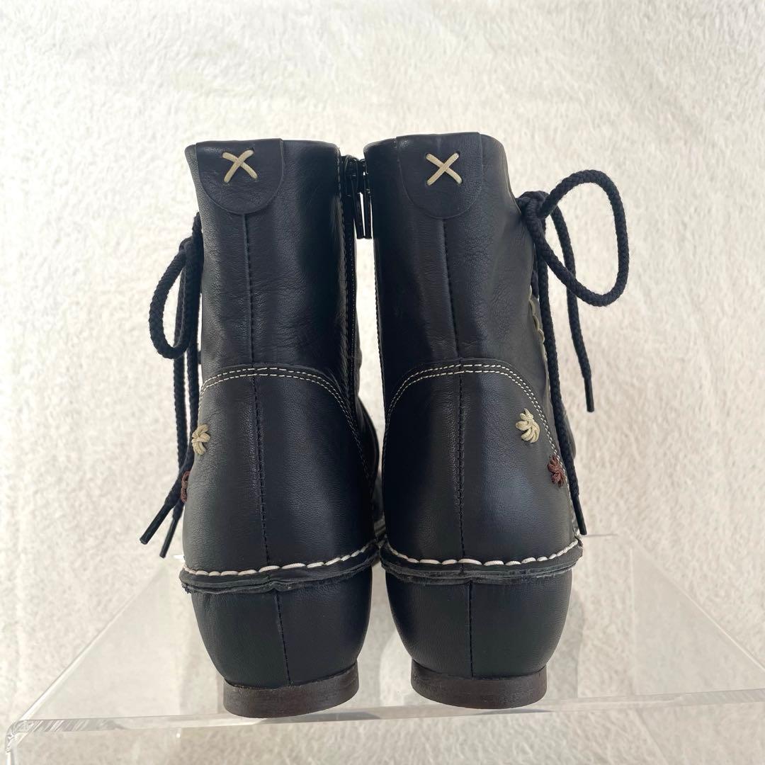 未使用品✨HINA JS company フラワーモチーフ ショートブーツ 黒