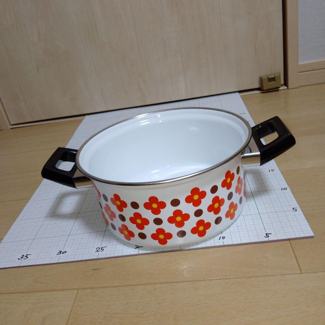 激レア品・ホクセイ　ホーロー鍋　当時物未使用　アデリアレトロ　花柄レトロ