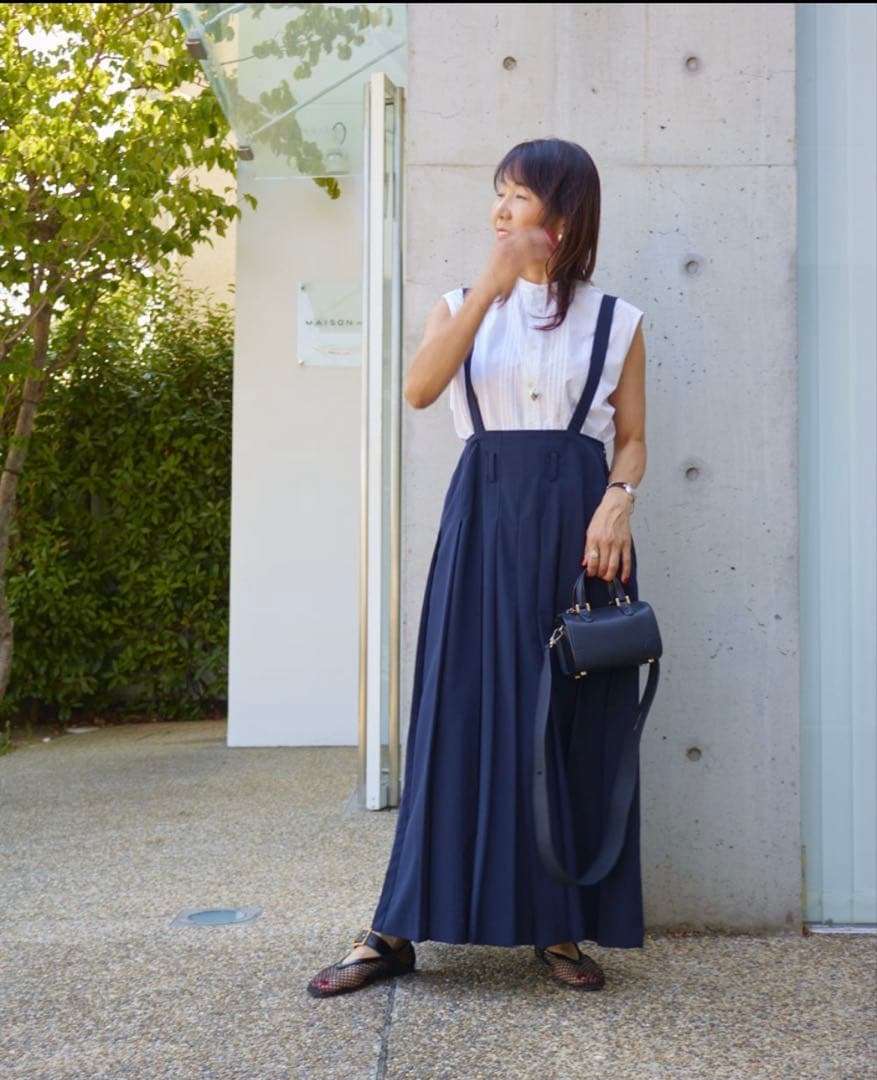 【maison de R】ワイドプリーツジャンスカ ネイビー