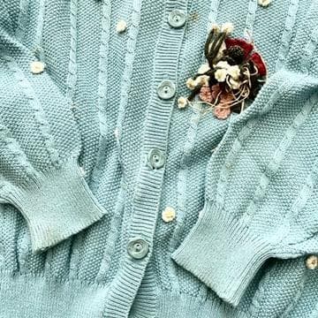 【希少ビンテージ】ピンクハウス　立体お花モチーフ ケーブルニットカーディガン
