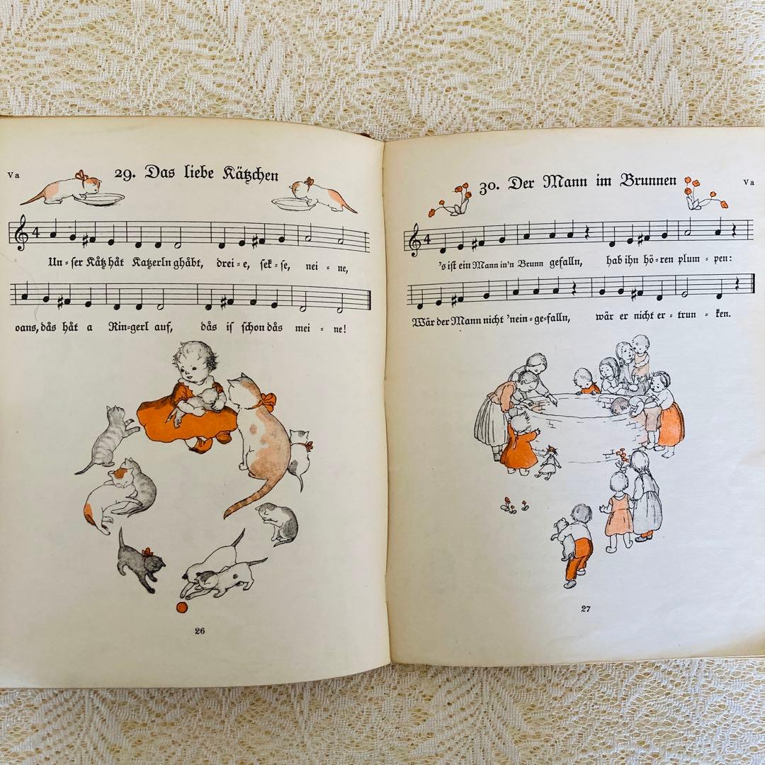 洋書　古書　ドイツ語のアンティーク楽譜絵本♪　イーダ・ボハッタの愛らしい挿絵