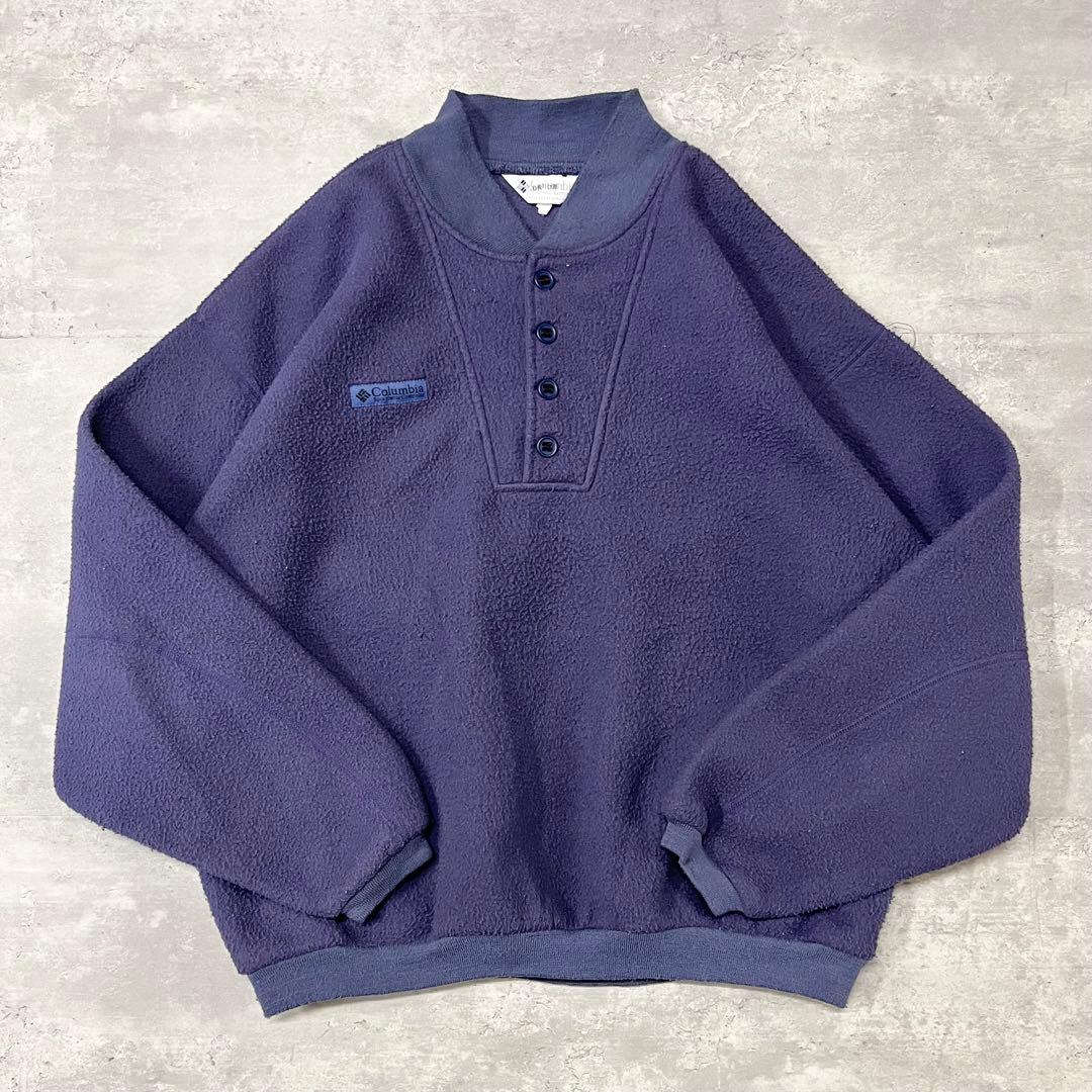 トップス 80s 90s Columbia Henley Neck Fleece