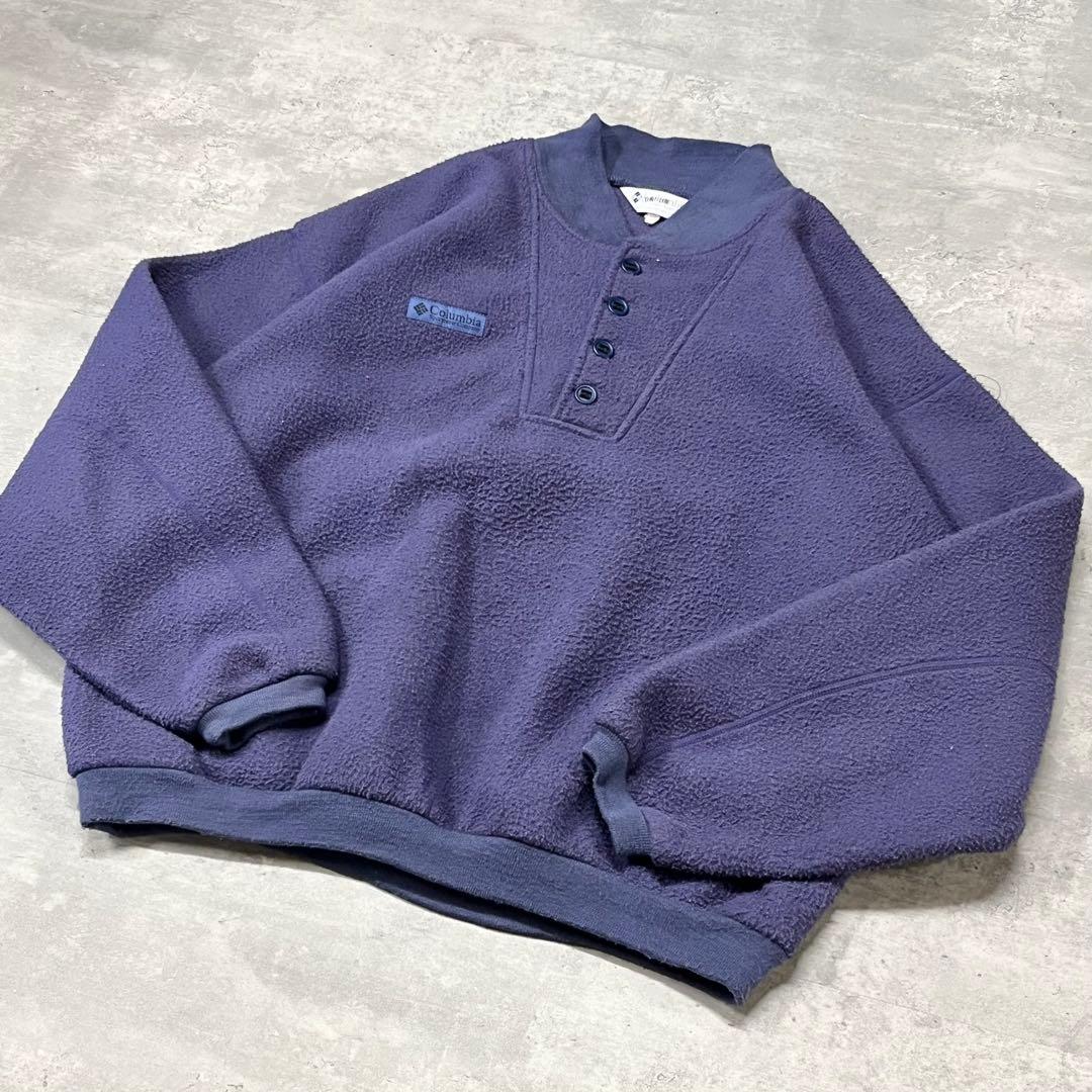 トップス 80s 90s Columbia Henley Neck Fleece