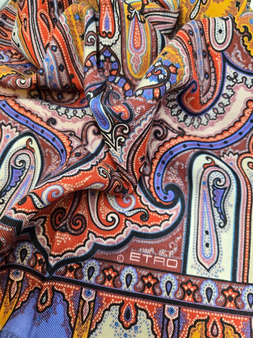 未使用　ヴィンテージ　ETRO　エトロ　ラムウール×シルク ストール