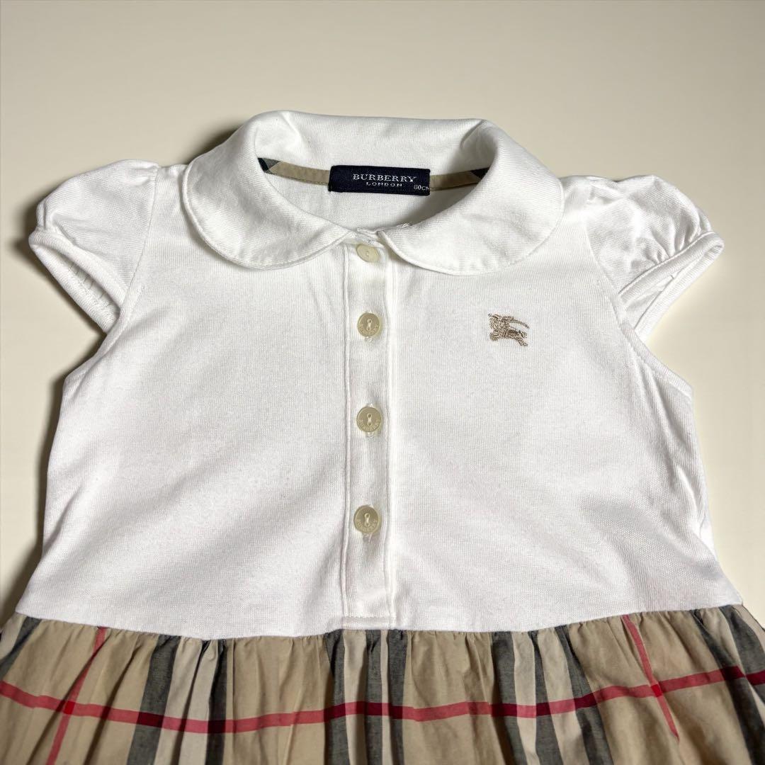 美品BURBERRY半袖ワンピース80女の子キッズ正規品子供服バーバリー