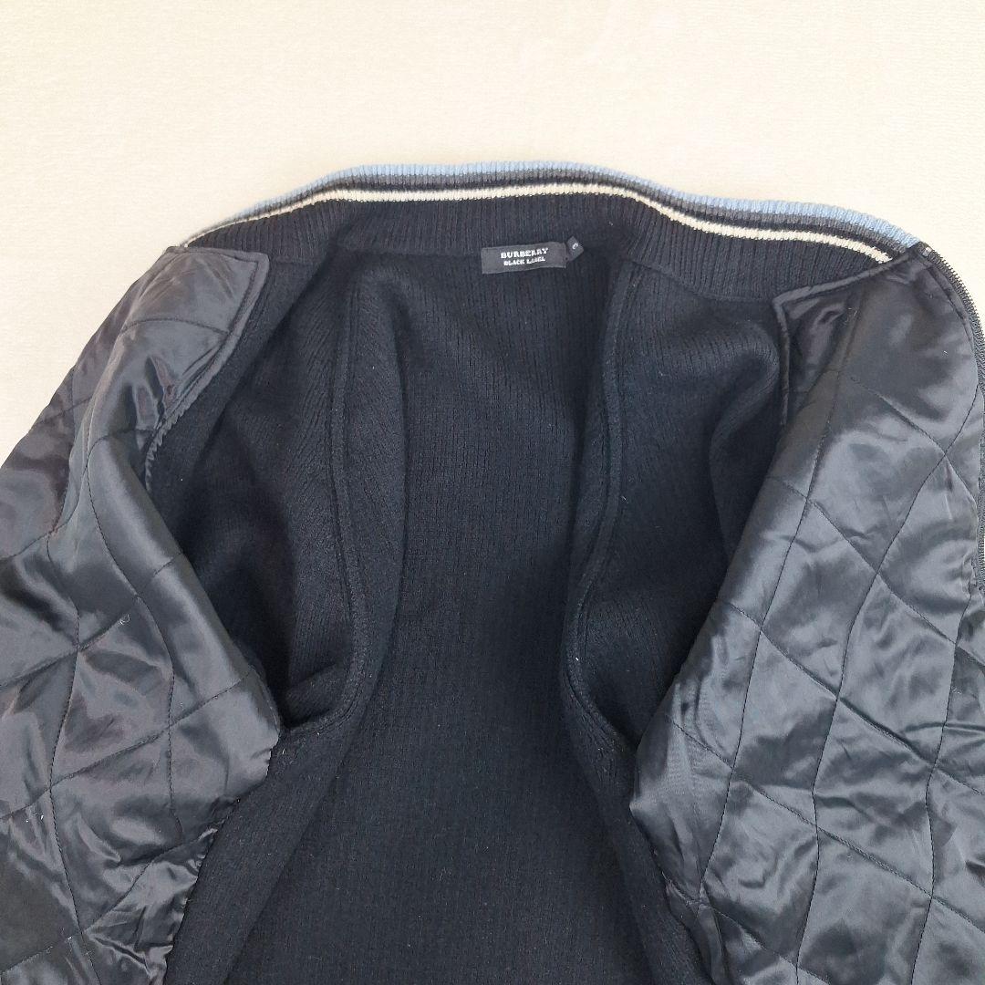 BURBERRYブラックレーベル　ジップアップブルゾン　ニット　切り替え　L