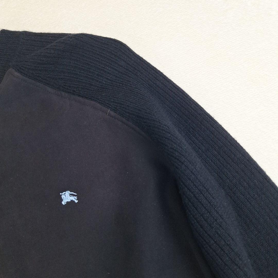 BURBERRYブラックレーベル　ジップアップブルゾン　ニット　切り替え　L