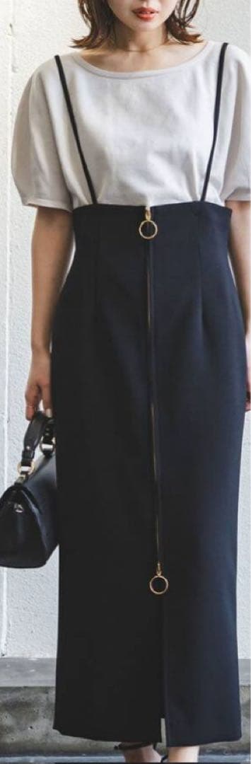 NOBLE ショルダーサロペットフープジップスカート
