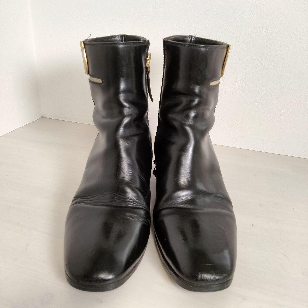 SARTORE サルトル ショートブーツ 38 ゴールド金具 ヒール ブラック
