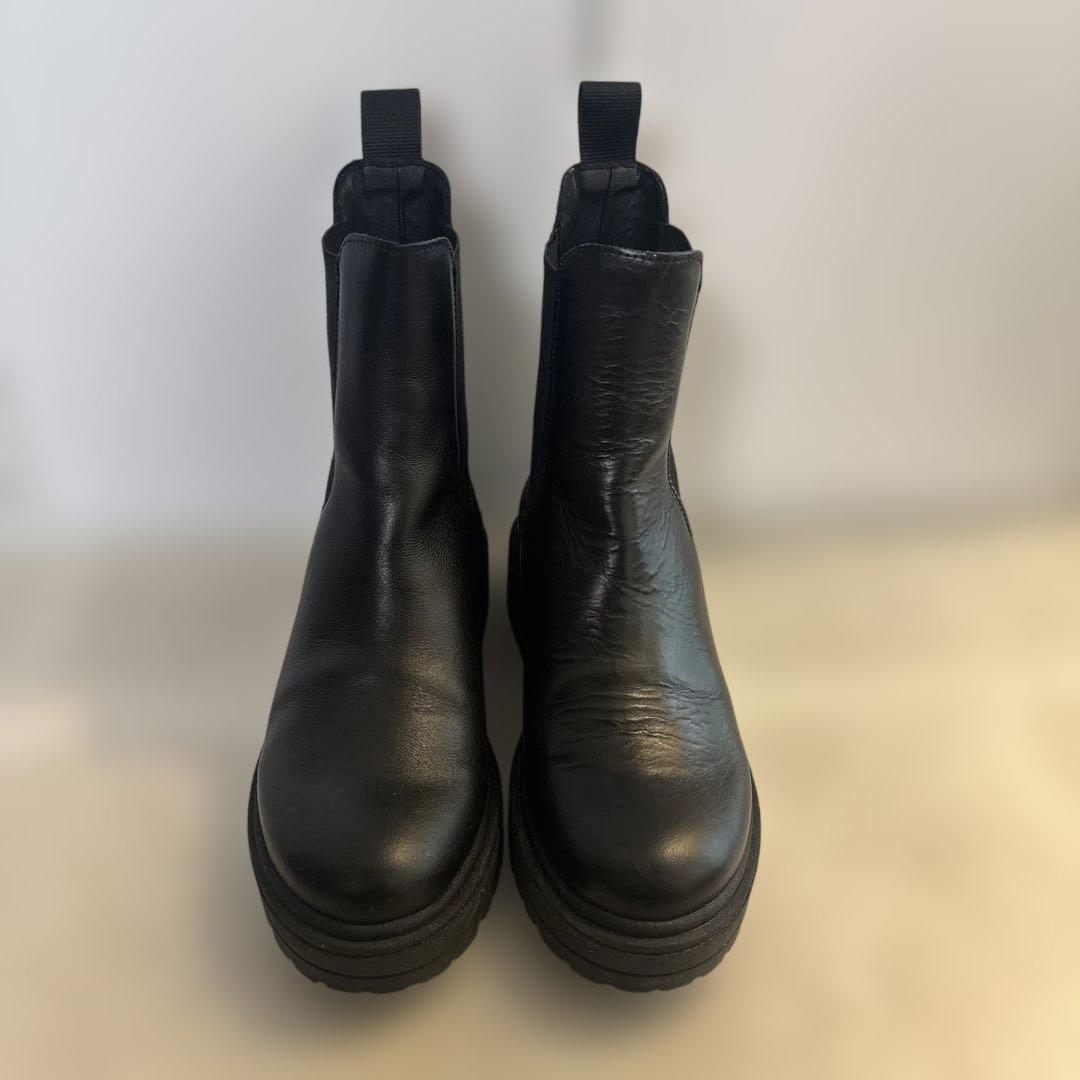 【美品】FAEDA（SHIPS）サイドゴアブーツ黒ブラックレザー本革39 箱付き