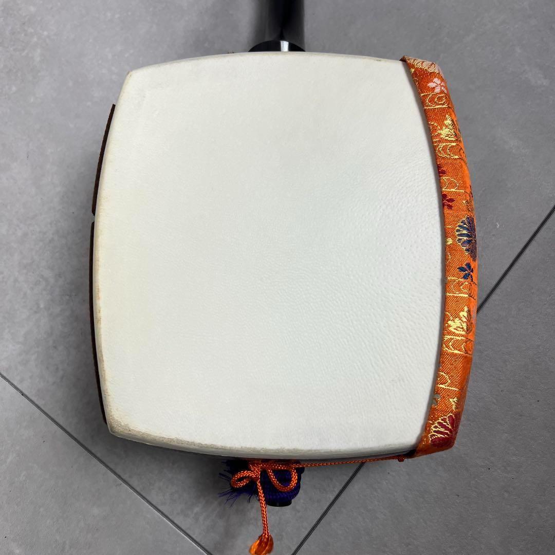 高級品　細棹長唄三味線　子持ち綾杉胴　紅木　金細　レザーハードケース