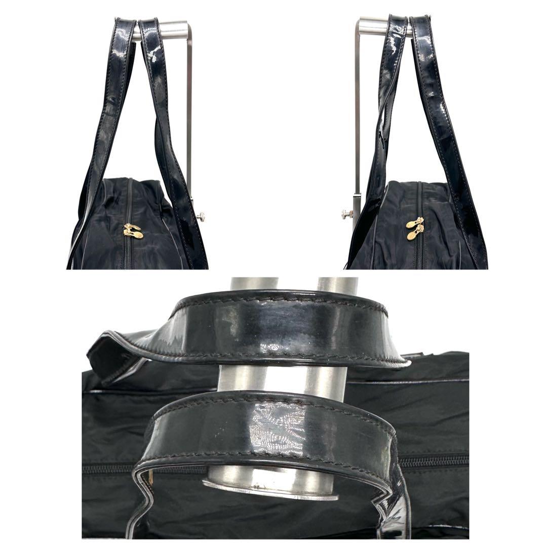 【レア】FENDI ボストンバッグ デカロゴ FF金具 ナイロン PVC 黒