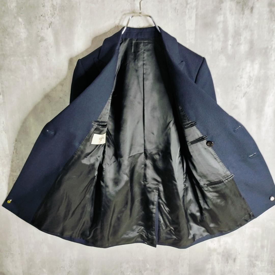 【エディ期/極美品】セリーヌ ダブルブレザー 金ボタン ダイアゴナルウール 34