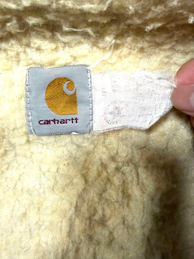 Carhartt ベージュ ジッパーベスト　ダック　古着　ビンテージ　ボア