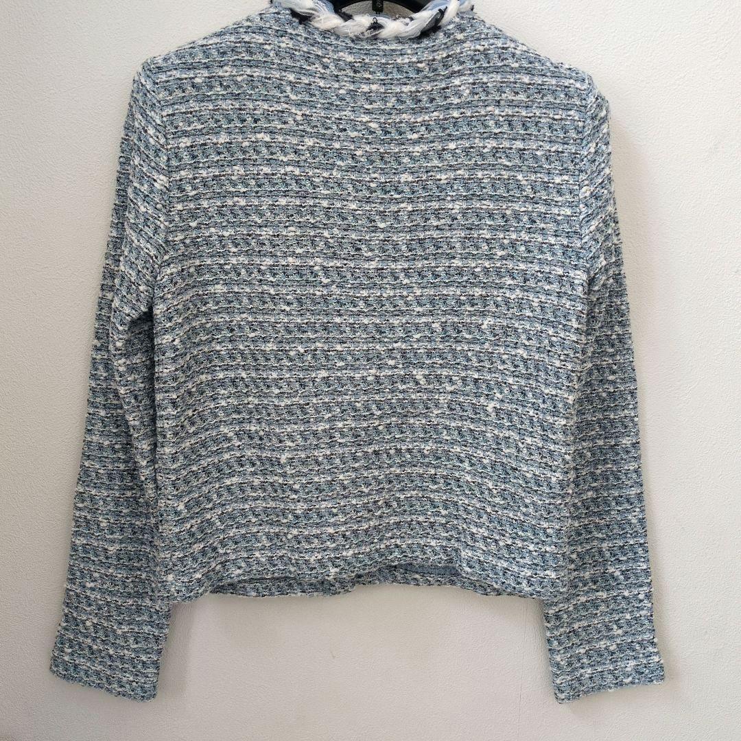 美品25年春　ルネ　ニット　ツイード ジャケット　カーディガン　ブルー　水色