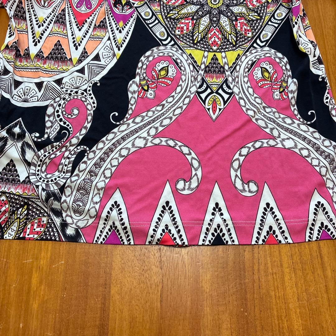 ETRO イタリア製　総柄Tシャツ　ストレッチ素材　ビスコース　サイズ44