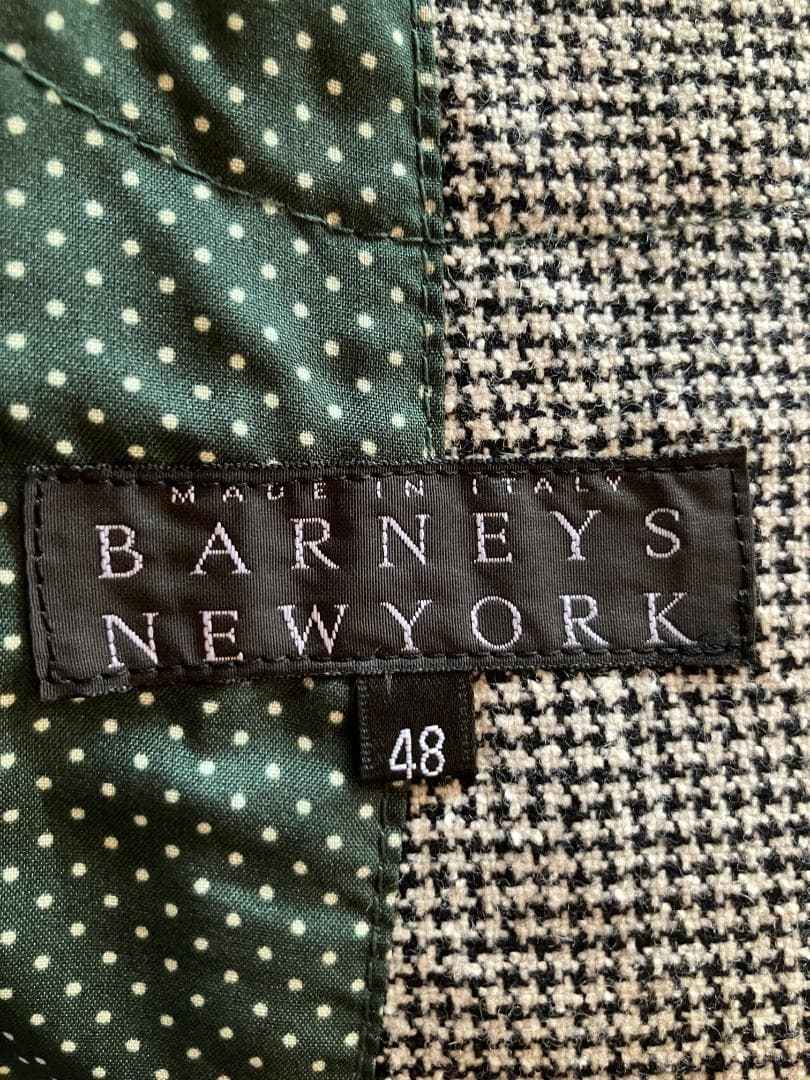 BARNEYS バーニーズ イタリア製 春夏ウールジャケット 美品 千鳥格子