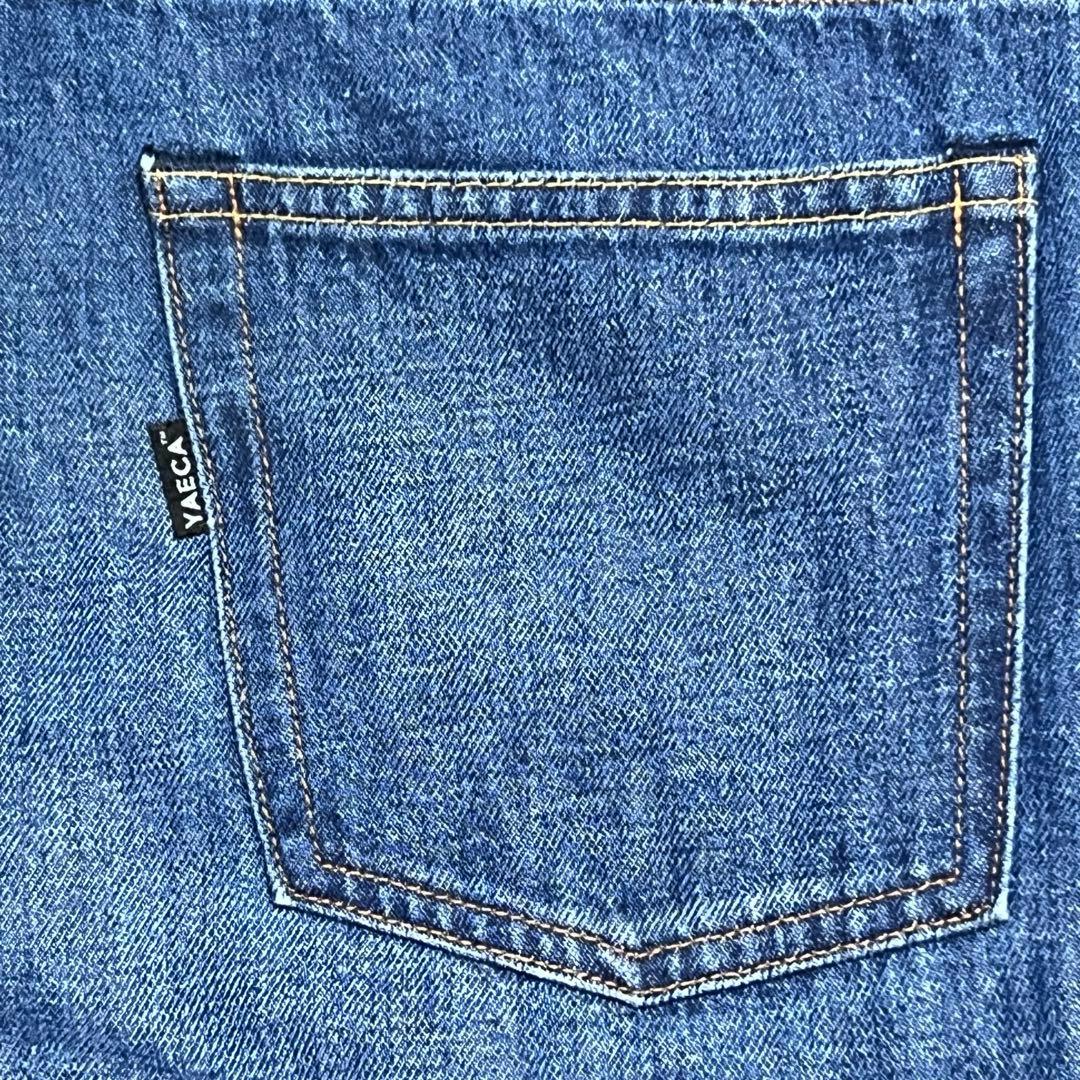 極美品/コットンリネン✨ヤエカ デニムパイプドステム ストレートブルー 30