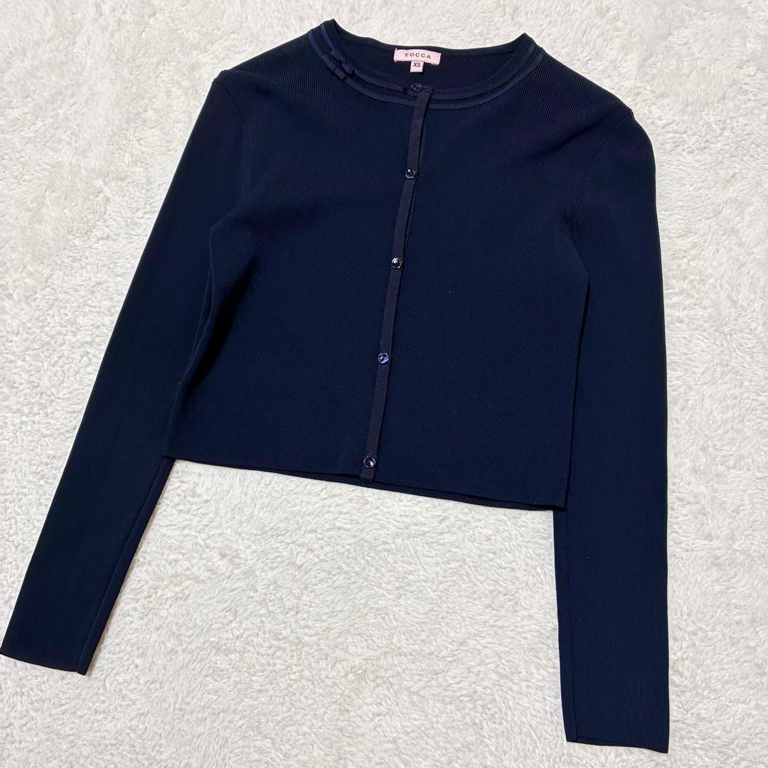 TOCCA トッカ ボレロ カーディガン ネイビー 装飾リボン XS