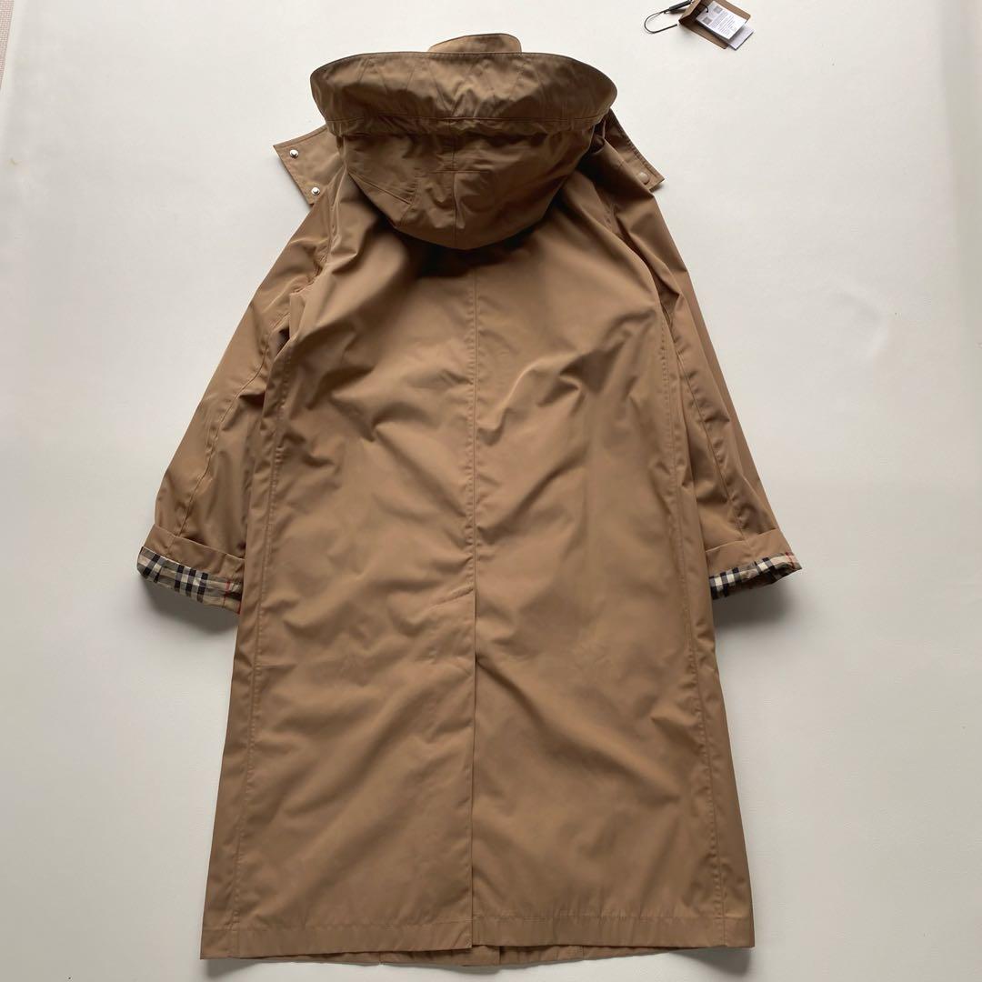 【リラックスフィット/現行】バーバリ 高密度ポリ　ロングコート フーディ UK4