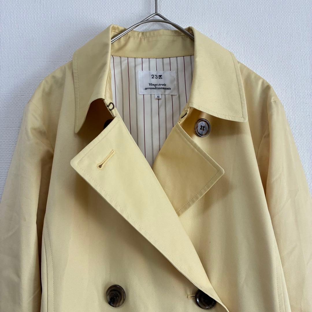 23区◉トレンチコート L イエロー ロング丈 ベルト付き きれいめ 春♡美品