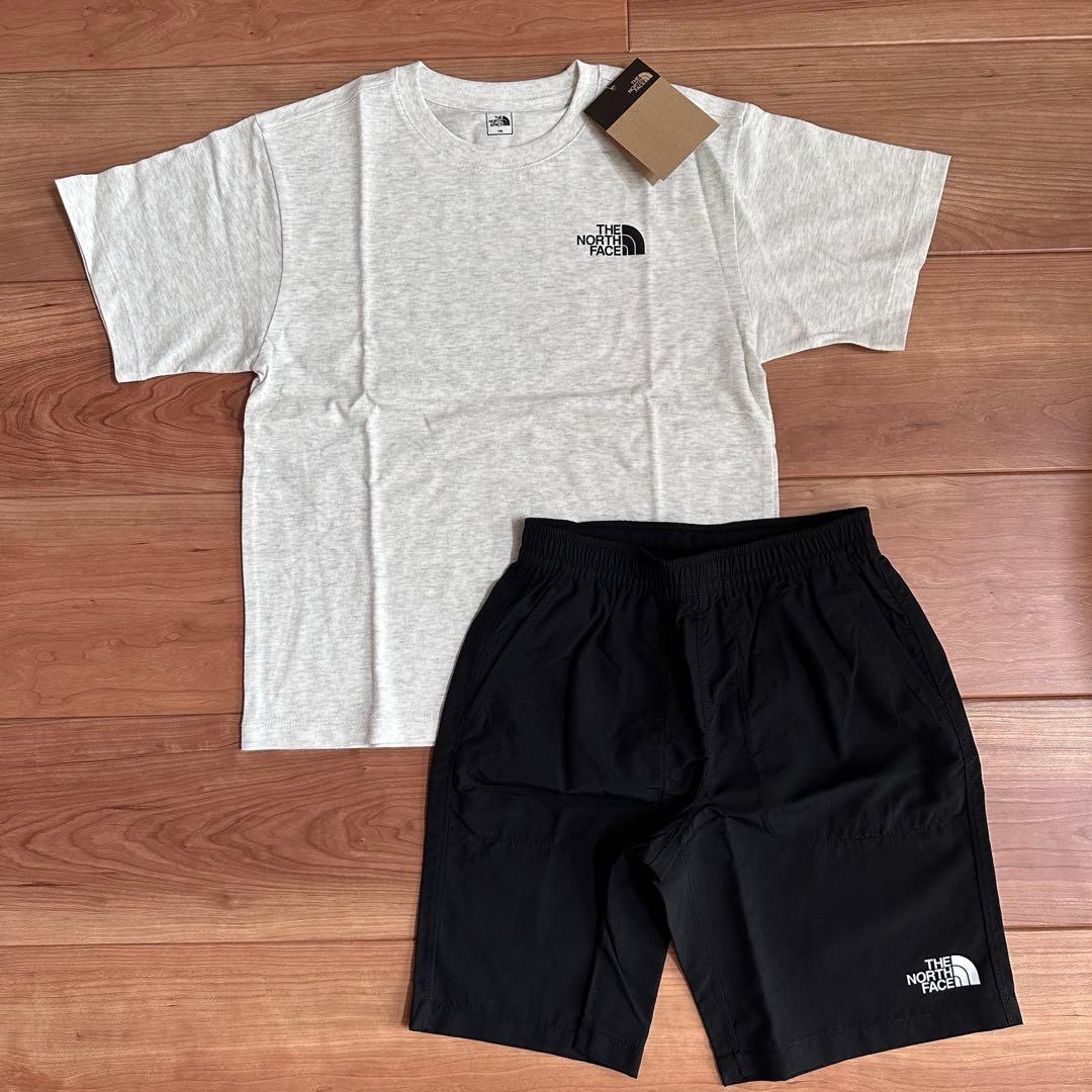 ノースフェイス　キッズ　140 セットアップ ホワイト　Tシャツ　ハーフパンツ