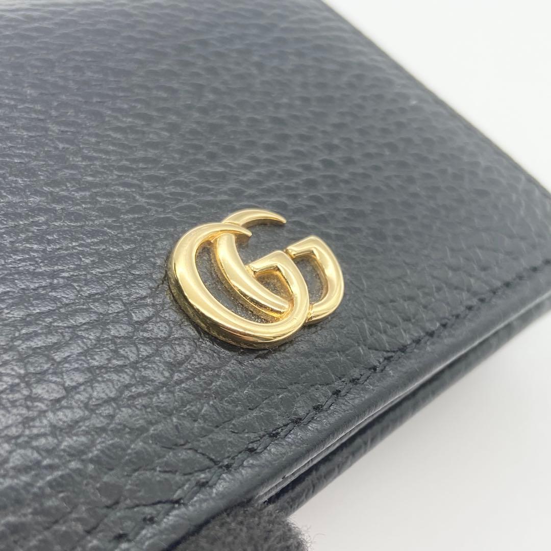 未使用級 GUCCI グッチ 折り財布　GG マーモント　ブラック レザー