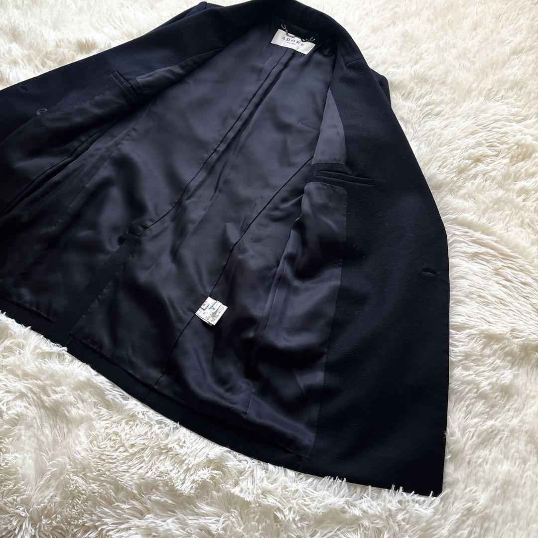 美品 ADORE アドーア テーラードコートジャケット 38 ネイビー 紺色 M