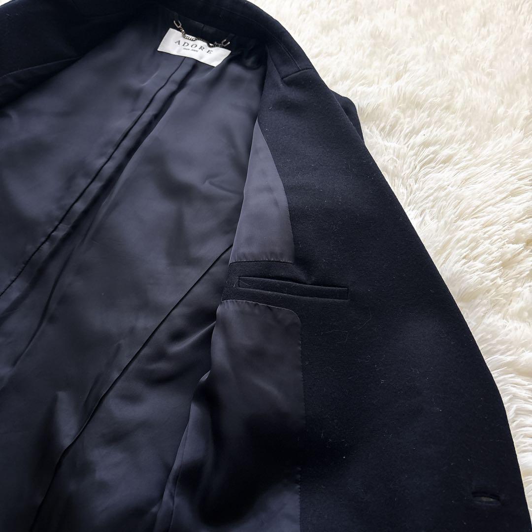 美品 ADORE アドーア テーラードコートジャケット 38 ネイビー 紺色 M