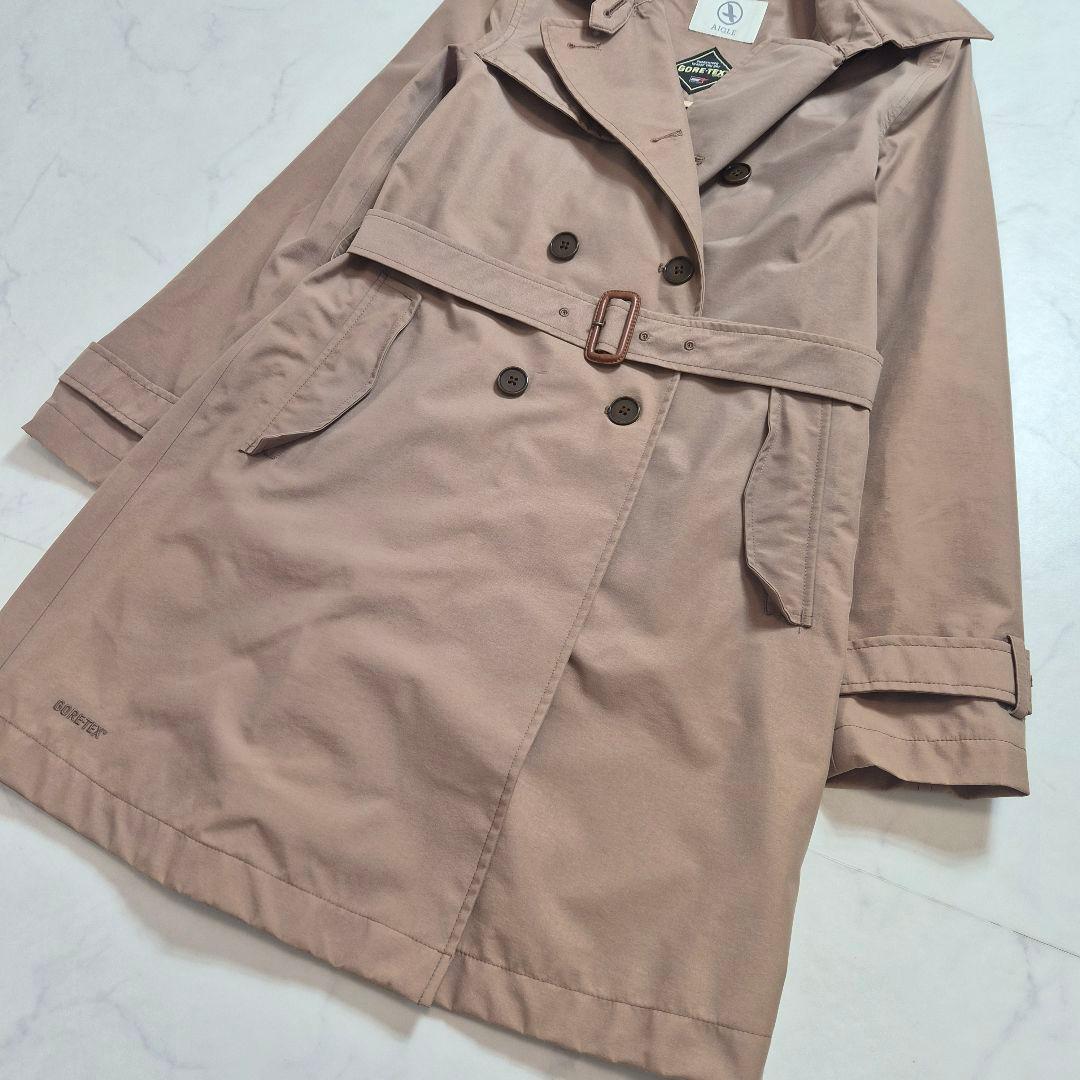 エーグル GORE-TEX トレンチコート ベルト付 ロゴ刺繍 ベージュ