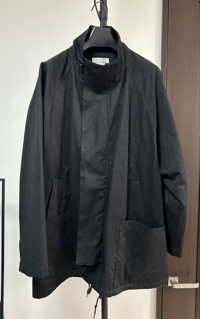 24SS stillbyhandコットン×リネンツイルスタンドカラーハーフコート