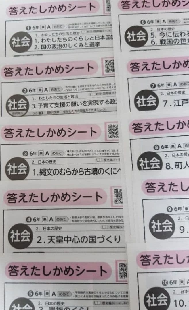 カラーテスト 社会 6年生 東京書籍 光文書院 小6 答えたしかめシート