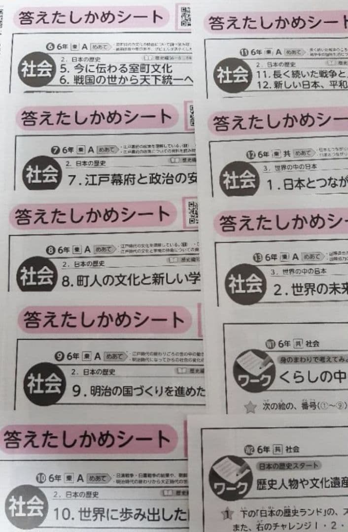カラーテスト 社会 6年生 東京書籍 光文書院 小6 答えたしかめシート