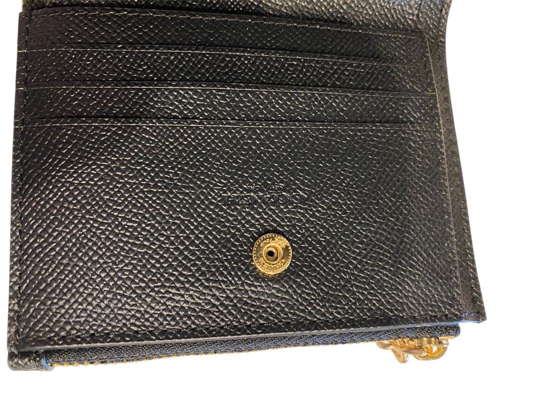 【美品】COACH コーチ　二つ折り財布　ブラック ミニ財布